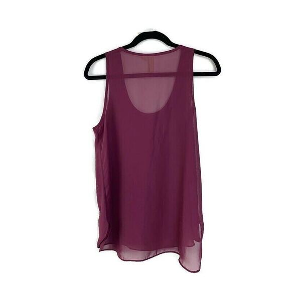 Pretty Rebel Womens Sheer Burgundy Studded Tank Top Size S - Picture 2 of 5